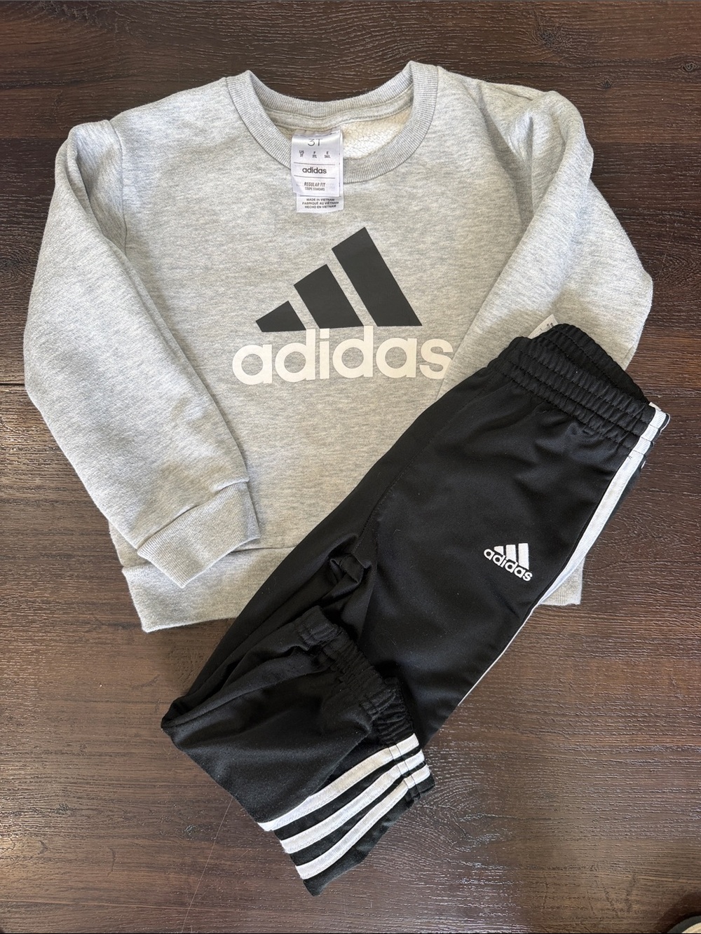 adidas Gray Sweatshirt and Black Track Joggers Kids Set